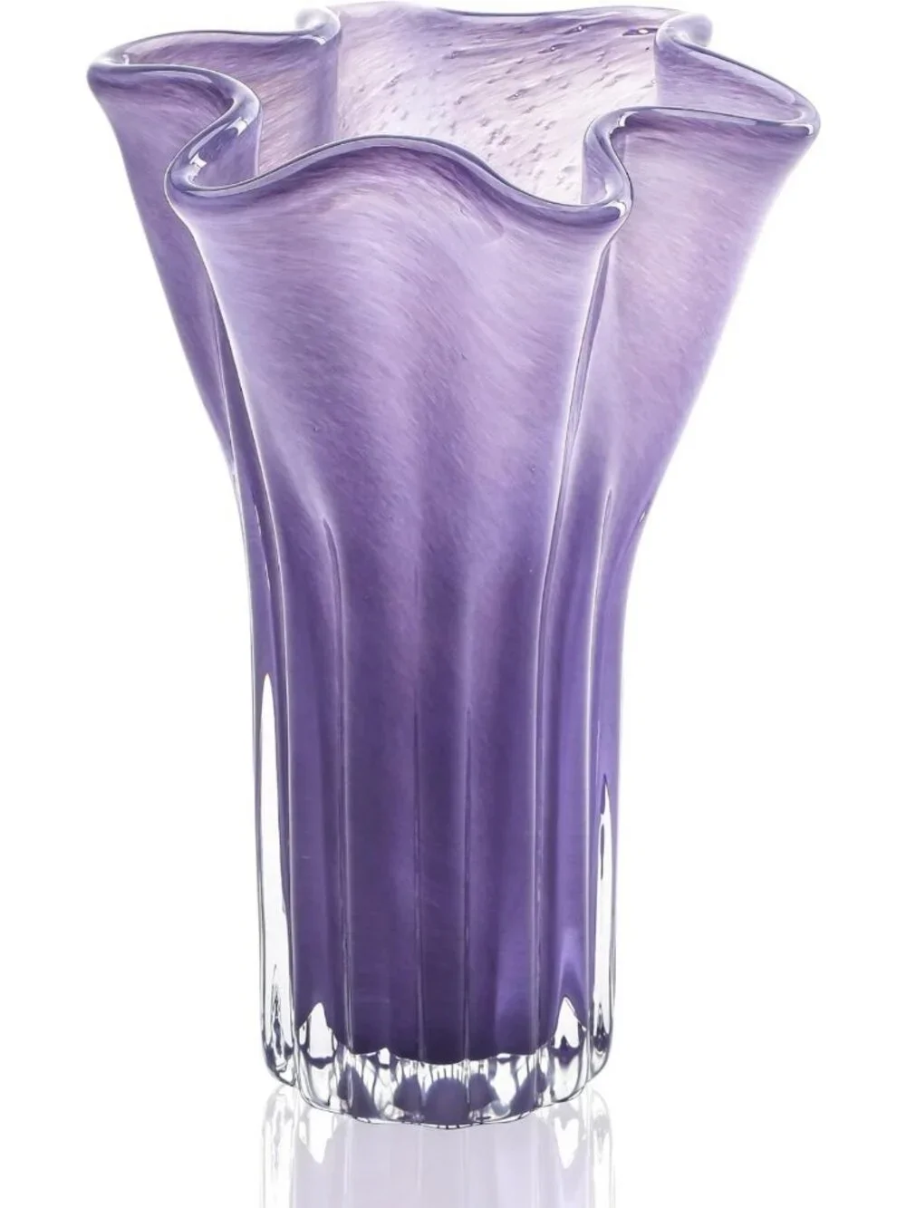 Elegant 8'' Purple Blown Glass Flower Vase | Modern Centerpiece for Home